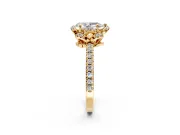 Halo Engagement Ring Setting for Pear-Shaped Center with Openwork Halo, Pave Band and Prong Head in Yellow Gold