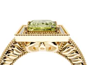 Milgrain Halo Engagement Ring Setting for Fancy Yellow Princess Cut Center with Pave Band and Prong Head in Yellow Gold