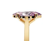 Solitaire Engagement Ring Setting for Fancy Pink Marquise Center with Tapered Shoulders and Prong Head in Yellow Gold