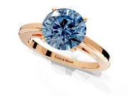 Solitaire Engagement Ring Setting for Fancy Blue Round Cut Center with Flat-Sided Plain Band and Prong Head in Rose Gold