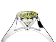 Solitaire Engagement Ring Setting for Fancy Yellow Heart-Shaped Center with Tapered Shoulders and Prong Head in White Gold