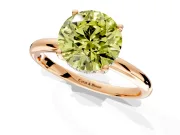 Hidden Halo Engagement Ring Setting for Fancy Yellow Round Cut Center with Thin Round-Wire Band and Prong Head in Rose Gold