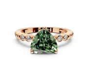 Solitaire Engagement Ring Setting for Fancy Green Heart-Shaped Center with Bezel-Dot Beaded Band and Prong Head in Rose Gold