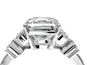 Floral Engagement Ring Setting for Asscher Cut Center with Marquise Cluster Shoulders and Prong Head in Sterling Silver