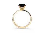 Solitaire Engagement Ring Setting for Fancy Black Round Cut Center with Fine Pave Accents and Prong Head in Yellow Gold