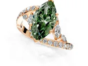 Solitaire Engagement Ring Setting for Fancy Green Marquise Center with Pave Bypass Twist Band and Prong Head in Rose Gold