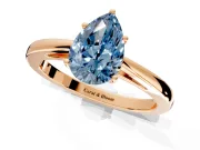 Solitaire Engagement Ring Setting for Fancy Blue Pear-Shaped Center with Open Cathedral Shoulders and Prong Head in Rose Gold