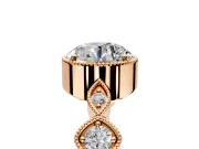 Vintage Station Engagement Ring Setting for Round Cut Center with Accents and Prong Head in Rose Gold