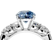 5 Stone Engagement Ring Setting for Fancy Blue Round Cut Center with Graduated Accents and Prong Head in Platinum