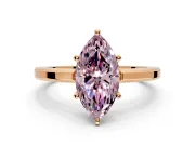Solitaire Engagement Ring Setting for Fancy Pink Marquise Center with Flat-Sided Plain Band and Prong Head in Rose Gold