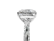 Baguette Engagement Ring Setting for Radiant Cut Center with Alternating Bar-Set Band and Prong Head in Sterling Silver