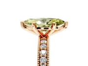 Milgrain Pave Engagement Ring Setting for Fancy Yellow Marquise Center with Accent Band and Prong Head in Rose Gold
