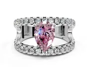 Solitaire Engagement Ring Setting for Fancy Pink Pear-Shaped Center with Wide-Open Split Shank and Prong Head in Platinum
