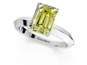 Solitaire Engagement Ring Setting for Fancy Yellow Emerald Cut Center with Wide Knife Ridge Band and Prong Head in Sterling Silver