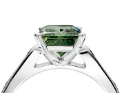 Solitaire Engagement Ring Setting for Fancy Green Princess Cut Center with Channel Accents and Prong Head in White Gold