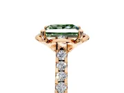 Floral Engagement Ring Setting for Fancy Green Princess Cut Center with Pave Band and Floral Prong Head in Rose Gold