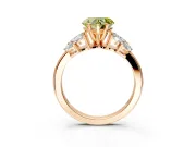 Leaf Cluster Engagement Ring Setting for Fancy Yellow Heart-Shaped Center with Marquise Accents and Prong Head in Rose Gold