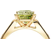 Solitaire Engagement Ring Setting for Fancy Yellow Princess Cut Center with Channel Accents and Prong Head in Yellow Gold