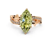 Solitaire Engagement Ring Setting for Fancy Yellow Marquise Center with Pave and Plain Crossover Band and Prong Head in Rose Gold