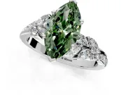 Solitaire Engagement Ring Setting for Fancy Green Marquise Center with Marquise Accent Twist Band and Prong Head in Sterling Silver