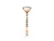 Solitaire Engagement Ring Setting for Radiant Cut Center with Pave Accents and Prong Head in Rose Gold