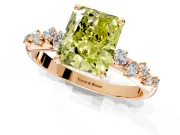 Cluster Engagement Ring Setting for Fancy Yellow Radiant Cut Center with Round Cut Accent Band and Prong Head in Rose Gold