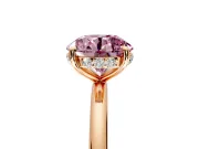 Solitaire Engagement Ring Setting for Fancy Pink Round Cut Center with Plain Band, Open Basket and Prong Head in Rose Gold