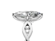 Solitaire Engagement Ring Setting for Marquise Center with Accented Twist Band and Leaf Prong Head in White Gold