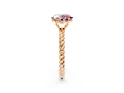 Solitaire Engagement Ring Setting for Fancy Pink Oval Center with 2-Strand Rope Twist Band and Prong Head in Rose Gold