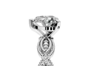 Solitaire Engagement Ring Setting for Heart-Shaped Center with Marquise Panel Band and Prong Head in White Gold