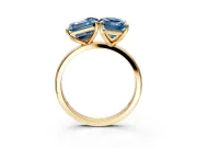 Fancy Blue Asscher Cut and Emerald Cut Lab-Grown Diamond Toi et Moi Engagement Ring with Prong-Set Stones in Yellow Gold