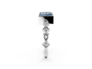 Milgrain Bezel Engagement Ring Setting for Fancy Blue Princess Cut Center with Marquise Stations and Bezel Head in Sterling Silver