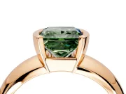 Tension Engagement Ring Setting for Fancy Green Princess Cut Center with Wide Flat Band and Tension Head in Rose Gold