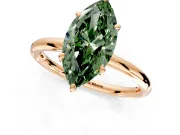 Low-Set Solitaire Engagement Ring Setting for Fancy Green Oval Center with Thin Plain Band and Prong Head in Rose Gold