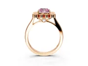 Cluster Halo Engagement Ring Setting for Fancy Pink Cushion Cut Center with Milgrain Bezel Accents and Prong Head in Rose Gold