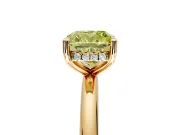 Hidden Halo Engagement Ring Setting for Fancy Yellow Cushion Cut Center with Thin Round-Wire Band and Prong Head in Yellow Gold