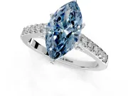 Solitaire Engagement Ring Setting for Fancy Blue Marquise Center with Crossover Accents and Prong Head in Sterling Silver