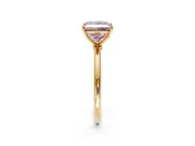 Solitaire Engagement Ring Setting for Fancy Pink Princess Cut Center with Straight Thin Band and Prong Head in Yellow Gold