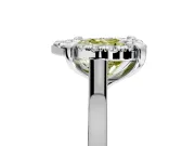 Single Halo Engagement Ring Setting for Fancy Yellow Heart-Shaped Center with Corner Claws, Plain Band and Prong Head in Sterling Silver