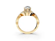 Halo Engagement Ring Setting for Marquise Center with Pave Infinity Twist Band and Prong Head in Yellow Gold