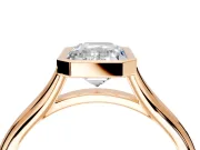 Solitaire Engagement Ring Setting for Emerald Cut Center with V Split Shank and Bezel Head in Rose Gold