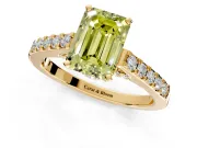 Solitaire Engagement Ring Setting for Fancy Yellow Emerald Cut Center with Crossover Accents and Prong Head in Yellow Gold