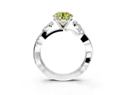 Floral Engagement Ring Setting for Fancy Yellow Round Cut Center with Trailing Marquise Accents and Prong Head in Sterling Silver