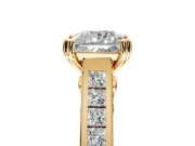Solitaire Engagement Ring Setting for Princess Cut Center with Channel Band and Double Claw Prong Head in Yellow Gold