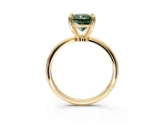 Minimalist Solitaire Engagement Ring Setting for Fancy Green Radiant Cut Center with Thin Band and Prong Head in Yellow Gold