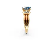 Solitaire Engagement Ring Setting for Fancy Blue Oval Center with Grooved Bar Accent Band and Prong Head in Yellow Gold