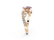 Solitaire Engagement Ring Setting for Fancy Pink Oval Center with Pave Bypass Twist Band and Prong Head in Rose Gold