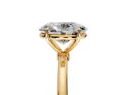 Solitaire Engagement Ring Setting for Oval Center with Straight Thin Band and Prong Head in Yellow Gold