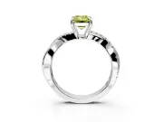 Crossover Engagement Ring Setting for Fancy Yellow Emerald Cut Center with Pave and Plain Strands and Prong Head in Sterling Silver