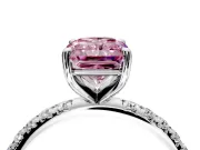Solitaire Engagement Ring Setting for Fancy Pink Radiant Cut Center with Micro Pave Band and Prong Head in Sterling Silver